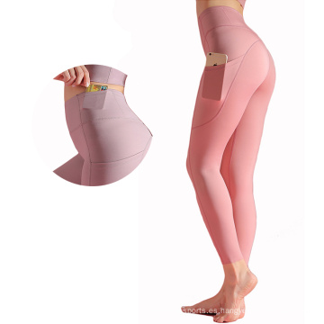 Chicas sexy personalizadas con pantalones de yoga leggings con cintura súper alta con bolsillo